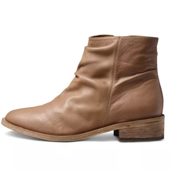 Like NEW BEEK Quail Leather Zip Up Ankle Booties Saddle for women 1065mn - Picture 3 of 13